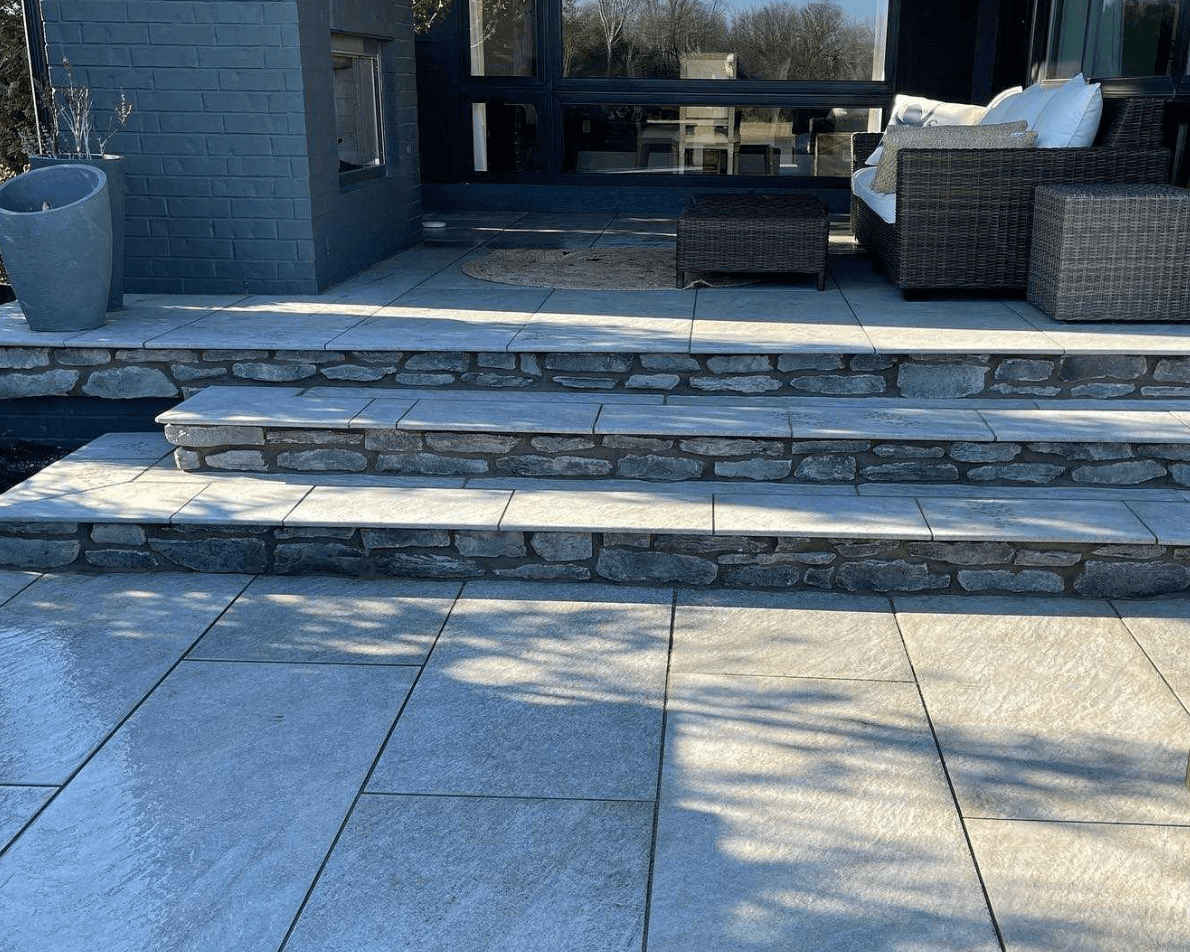 Lakeside Outdoor Kitchen & Fireplace — exterior view